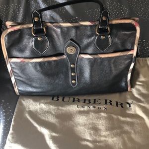 Burberry black leather Nova Check canvas trim